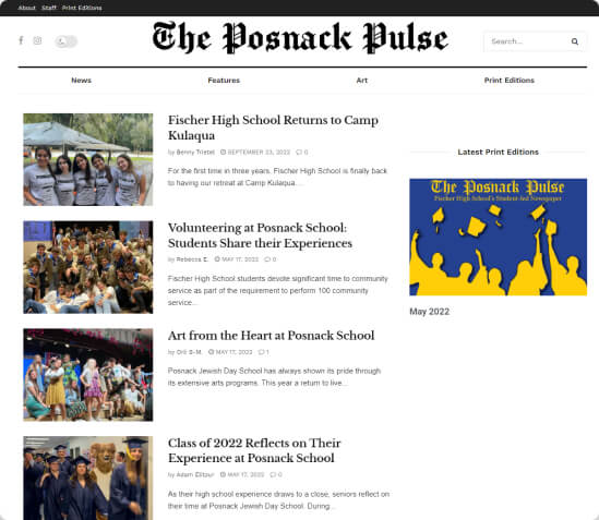 Posnack Pulse
                homepage screenshot